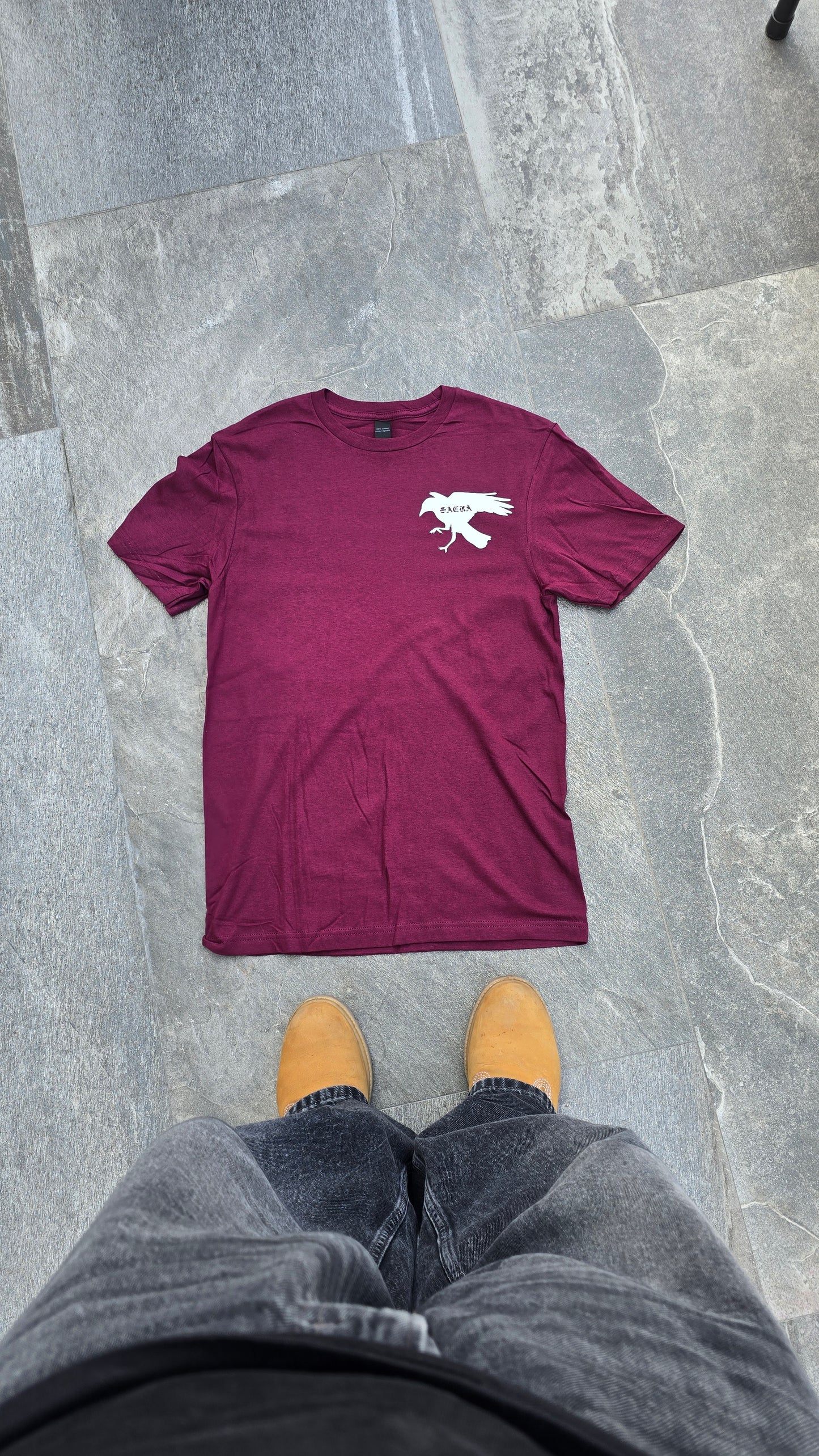 Crow Graphic Shirt (Wine Red)